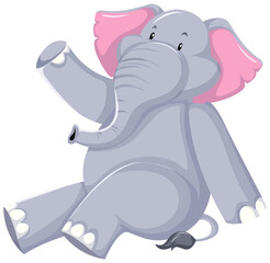 Cute elephant sitting on white background