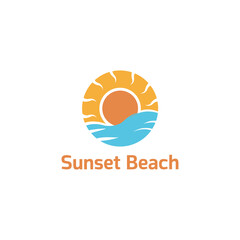 Sea Wave, Sunset Beach Nature logo design