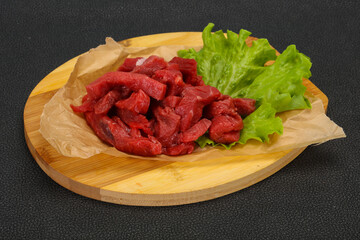 Raw beef meat sliced for cooking