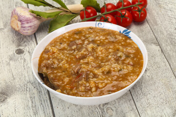 Caucasian Kharcho soup with beef meat