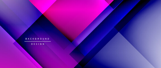 Obraz premium Square shapes composition, fluid gradient geometric abstract background. 3D shadow effects, modern design template