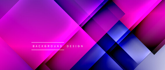 Square shapes composition, fluid gradient geometric abstract background. 3D shadow effects, modern design template