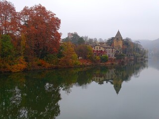 Fototapeta premium Europe, France, Auvergne Rhone Alpes region, city of Lyon, Barbe island on the Saone river