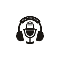 Simple Microphone and Headphone for Podcast or Radio logo design