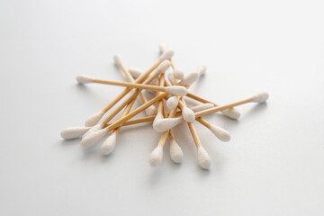 Close-up on cotton buds for the ears