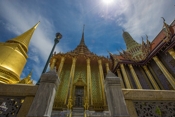 Temple of the Emerald Buddha - Wat Phra Si Rattana Satsadaram / Wat Phra Kaew-Bangkok: June 13, 2020, tourists visit to see the beauty of The Grand Palace, in Phra Nakhon District, Thailand.