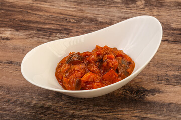 Eggplant saute with tomato and herbs