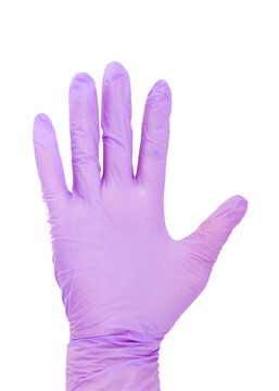 Purple Medical Gloves Isolated On White Background.medical Equipment