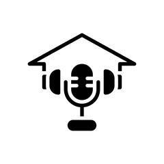glyph style icon of home podcast isolated on white background. EPS 10