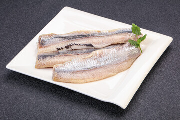 Herring fillet in the bowl