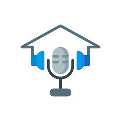 flat style icon of home podcast isolated on white background. EPS 10