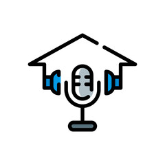 filled line style icon of home podcast isolated on white background. EPS 10