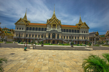 Temple of the Emerald Buddha - Wat Phra Si Rattana Satsadaram / Wat Phra Kaew-Bangkok: June 13, 2020, tourists visit to see the beauty of The Grand Palace, in Phra Nakhon District, Thailand.