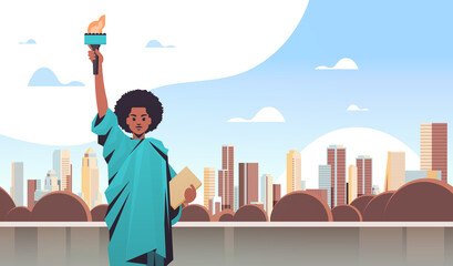 black lives matter african american liberty statue awareness campaign against racial discrimination of dark skin color support for equal rights of black people horizontal vector illustration. © mast3r