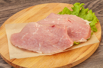 Raw pork steak for cooking