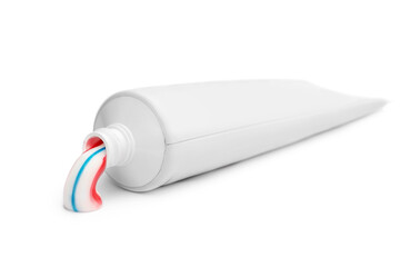 Toothpaste squeezed from tube on white.