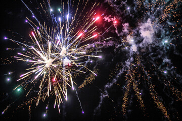 Fototapeta premium Beautiful fireworks in the night sky