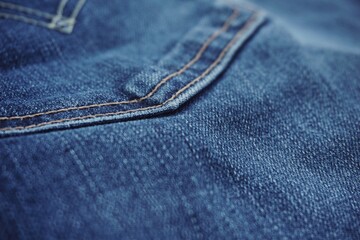 Fototapeta premium Close up of jeans fabric in a jeans pant. Jeans fabric texture.