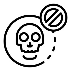 No death icon. Outline no death vector icon for web design isolated on white background