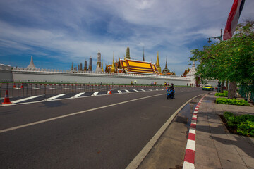 Temple of the Emerald Buddha - Wat Phra Si Rattana Satsadaram / Wat Phra Kaew-Bangkok: June 13, 2020, tourists visit to see the beauty of The Grand Palace, in Phra Nakhon District, Thailand.