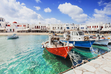 Mykonos island, Cyclades, Greece. Travel, tourist destination, vacations concept