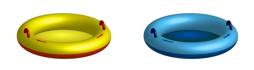 rubber circle for riding on the water behind the boat. Water tubing, summer sea activities. Isolated vector on white background