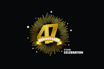 Fototapeta premium 47 years anniversary celebration logotype. anniversary logo with golden isolated on black background, vector design for celebration, invitation greeting card-Vector