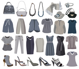 Naklejka premium collection of fashionable women's clothes