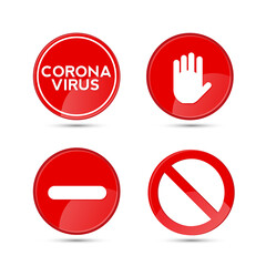 Stop roadsign with big hand symbol or icon for prohibited activities. Vector illustration.