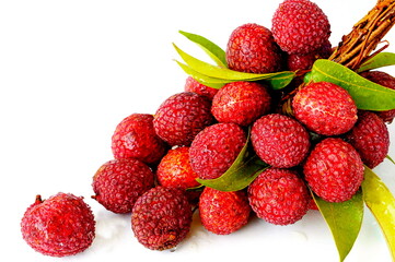 Lychee. A tall evergreen tree, the lychee bears small fleshy fruits.