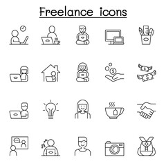 Freelance icons set in thin line style
