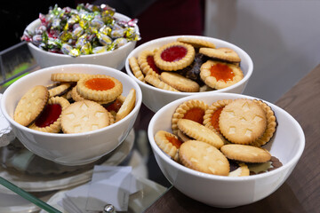 Delicious cookies and sweets for tea.