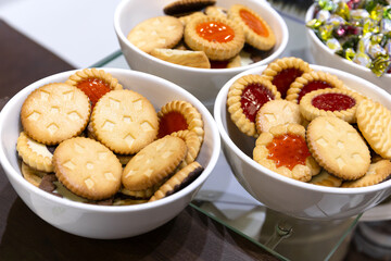 Delicious cookies and sweets for tea.