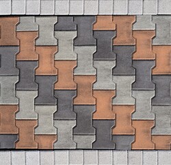 Obraz premium Tiles for outdoor floorings and pavements, arranged transversely. Colors are orange,white and gray.