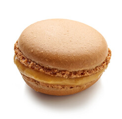 caramel macaroon on white background