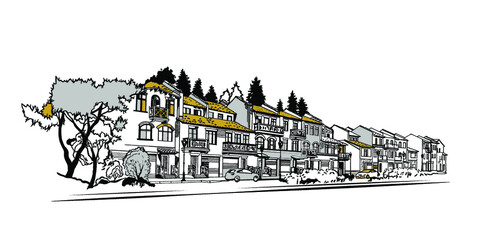 Fototapeta premium Little town illustration graphics