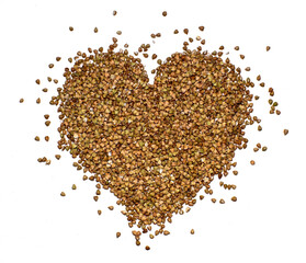 heart symbol made of green buckwheat