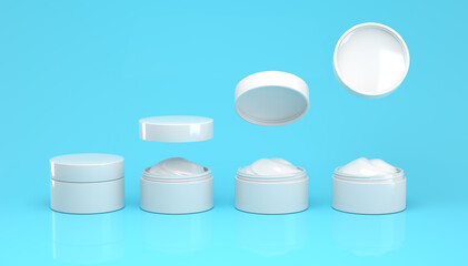 3d render cosmetic set of creams  and skin care products for makeup and cleansing of human skin. 
Healthy lifestyle skin care
