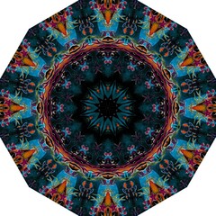 Funny print for an umbrella or beach mat with seashells, pearls, crabs, bright fishes on the background of deep black-blue water. Fine collection 