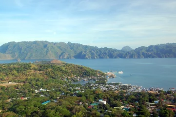 Foto op Canvas Overview of Coron province with mountain and sea during daytime in Coron, Palawan, Philippines © walterericsy