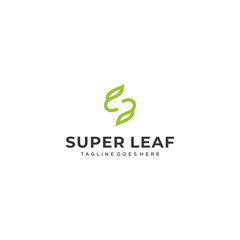 Modern natural leaf with S icon design logo concept icon template