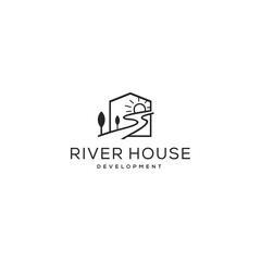 Creative Modern river and house Logo design