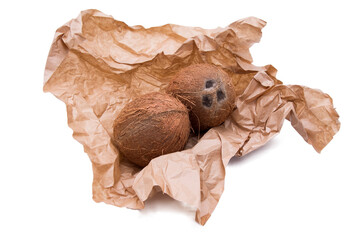 natural coconuts wrapped in ecological brown paper