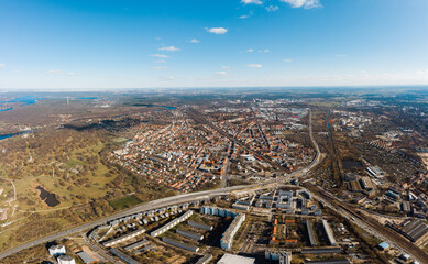 Potsdam, Brandenburg, Germany, 04.04.2020 aerial cityscape drone photo