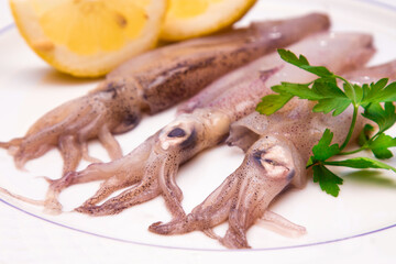 squid or fresh cuttlefish with parsley and lemon