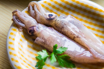 fresh squid or cuttlefish with parsley