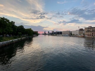 Fototapeta premium Spree river sunset Berlin