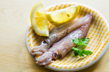 squid or fresh cuttlefish with parsley and lemon