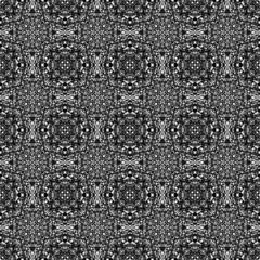 Black and white symmetric seamless pattern. Repeated abstract texture for fabric, wallpaper, cloth print, interior decoration.
