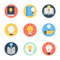 Fototapeta premium Idea Knowledge Flat Rounded Icons Pack